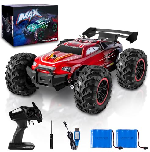 Uplayteck Voiture Télécommandée, 1:18 2WD 2,4 GHz RC Voiture, Tout-Terrain à Grande Vitesse 20+KM/h Véhicule avec Piles Rechargeables, Buggy RTR Truck de Jouet, Cadeau pour Ans Enfants et Adultes