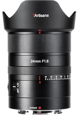 7artisans Autofokus-Objektiv 24mm F1.8 Vollformat,große Blende F1.8,automatische/manuelle Steuerung,kompatibel mit spiegellosen Kameras der Nikon Z-Mount-Serie Z9,Z8,Z7,Z72,Z6,Z62,Z63,Zf,Z5,Z5II
