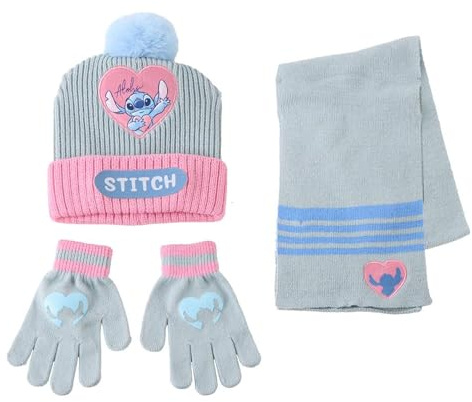 CERDÁ LIFE'S LITTLE MOMENTS Set für Kinder, Mütze, Handschuhe und Schal, Stitch für den Winter, Thermo-Set, 3-teilig, Standard (3er-Pack), Unisex, Kinder