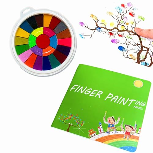 Herreicher Kit De Peinture Drôle De Doigt,Peinture au doigt, 25 couleurs, lavable, avec livre de coloriage, kit de peinture créatif avec livre, non toxique, fabrication de cartes ou artisanat