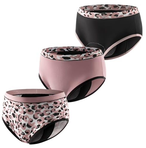 Carer confezione da 3 slip per incontinenza donna slip alla moda con inserto assorbente da 120 ml intimo riutilizzabile per incontinenza o protezione notturna del ciclo colori assortiti taglia L