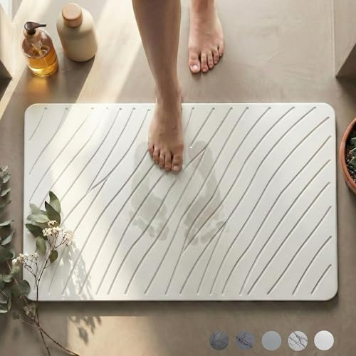 Kivva Alfombrilla Diatomita - Alfombra Baño Diatomita - Alfombra Baño Secado Rapido - Baño Piedra Diatomea - Alfombrilla - Alfombra Antideslizante - 60x40 - ANTIBACTERIANA - Bath Mat