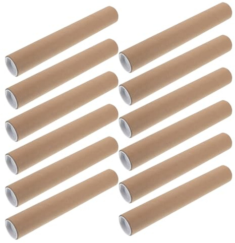 CIYODO 12 Pezzi Tubi Postali con Tappi Tubi Cartone Kraft Robusti per Spedizione e Conservazione Poster Disegni e Opere d Arte