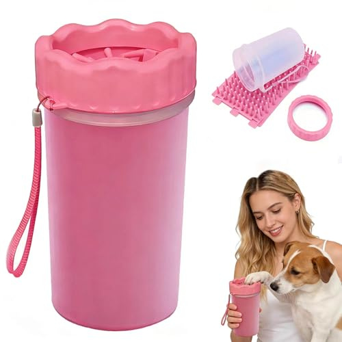 SESAWILLIAM Dog Paw Cleaner,Detachable paw Washer with Soft Brush,Pets Foot wash Cup-Pet Foot Cleaner for Small Medium,Pet Clean Gentle on Paws removes mud/Dirt/Debris Tool