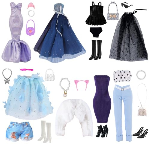 UJBVCX 32 Pezzi Vestiti Bambola Accessori, Moda Completi Clothes, Fashion Dolls and Accessories Set Per 11.5 Pollici 30 cm Bambola