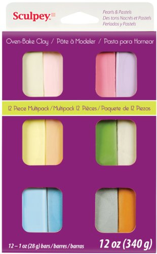 Sculpey III® 12 Pastel Colors of Polymer Oven-Bake Clay, Non Toxic 12 oz., Great for Modeling, Sculpting, Holiday, DIY & School Projects.Perfect for Kids & Beginners!
