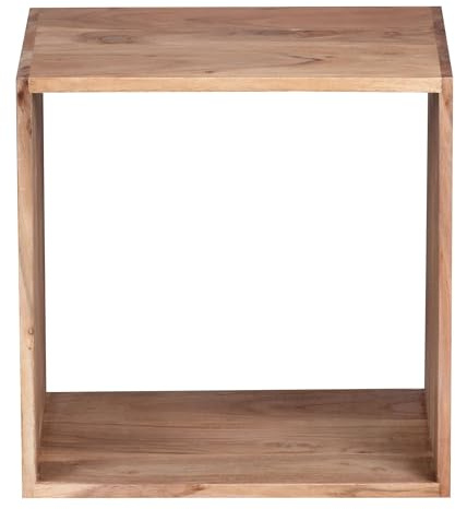 Wohnling Standregal Mumbai Massivholz Akazie 43,5 cm Cube Regal Design Holzregal Naturprodukt Beistelltisch Landhaus-Stil