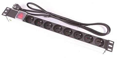 UNIFORMATIC Bandeau Electrique Multiprise Rackable 19 pouces 8 prises 1U - Cordon 2 m - Avec Interrupteur - Noir