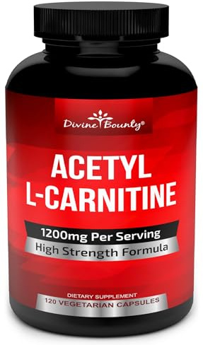 Divine Bounty Acetyl L-Carnitine Capsules 1200mg Per Serving - L Carnitine Supplement 120 Vegetarian Capsules