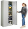 MMT Metal Storage Cabinet, 2 Door Lockable Office Storage Cupboard, Tall Grey Unit 4 Adjustable Shelves, 185cm Office Furniture, Office Cabinet with Lock, Garage Tool Cabinet, Shoe Storage
