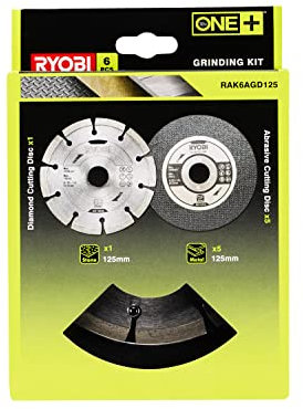 Ryobi RAK6AGD125 Angle Grinder 125mm Cutting Kit (6 Piece)