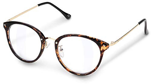 Navaris Retro Brille ohne Sehstärke - Damen Herren Vintage 50er Nerd Brille - Nerdbrille ohne Stärke - mit Metallbügeln