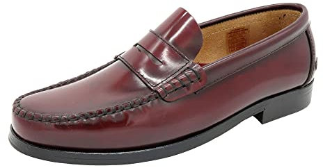 Marttely Mocassins Hommes en Cuir Chaussures de Bureau 43 Bordeaux Rouge Chaussures Classiques pour Homme Goodyear Semelle Cuir Cousu Fabriqué en Espagne Made in Spain