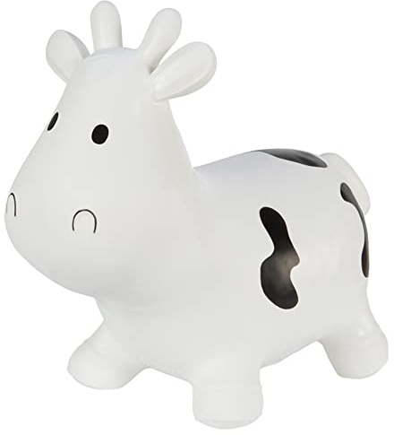 Hoppimals Tootiny, Juguete Hinchable para Saltar y Jugar para Niños Mayores de 1 año, Vaca Blanca, Bomba Incluida en Nuestra Caja Regalo. Juguete Duradero Incentivar y Ayudar a Andar.