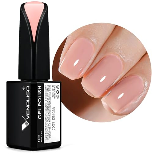 VENALISA UV Negellack Natur Pfirsichrosa Nackt 15ml Gellack nude Jelly Gel Transparent nudefarben Nagellack Langlebiges Pastell Nageldesigns für DIY Nageldesign