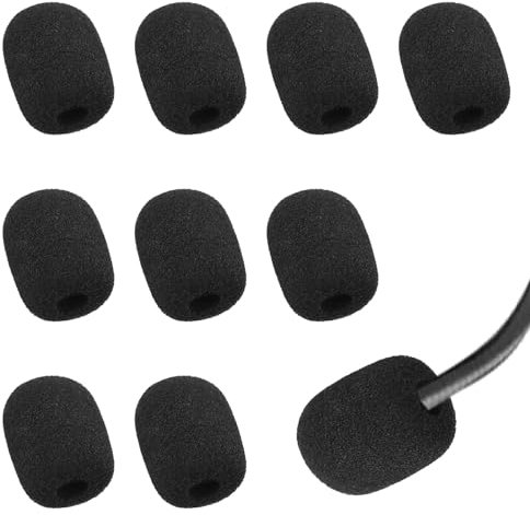 10 Packs Headset Microphone Foam Cover, Foam Microphone Windscreen Microphone Protector Mini Windscreens Sponge Foam Covers Shield Protection New Job Gifts(Black)