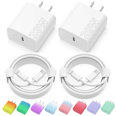 iPhone Charger Fast Charging, 2 Pack 20W USB C Wall Charger Block with 2 Pack MFi Certified 6FT Type C to Lightning Cables for iPhone 14 13 12 11 Pro Max XR XS X, iPad,AirPods Pro