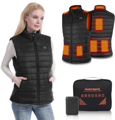 Rtdep Gilet Chauffant, Veste Chauffante Femme avec commutateur intelligent 4 en 1, Gilet Chauffé avec Batterie, Gilet de Chasse avec 8 Zones de Chauffage pour Moto Ski en Plein air