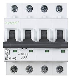 E-Corner | Interruttore Magnetotermico Curva C | 3P+N 32A 6kA | 415V AC 50HZ | Confezione singola