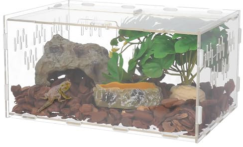 Halinuia Schneckenterrarium 30x20x15cm Acryl Terrarium Terrarium Schnecken Wasserschildkröten Spinnen Hamster Einsiedlerkrebse Eidechse