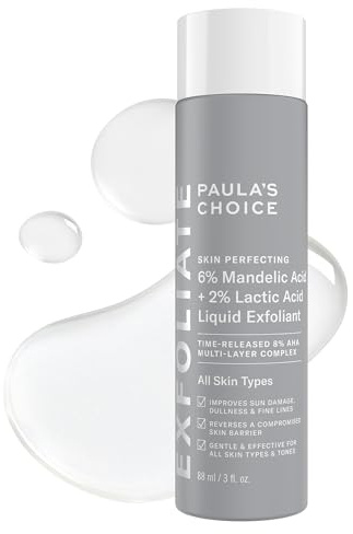 Paula’s Choice 6% Mandelic Acid + 2% Lactic Acid Exfoliant, Gentle Daily AHA Exfoliation for Discoloration, Bumpy Texture & Radiance, for Sensitive Skin, Fragrance-Free, 3 Fl. Oz.