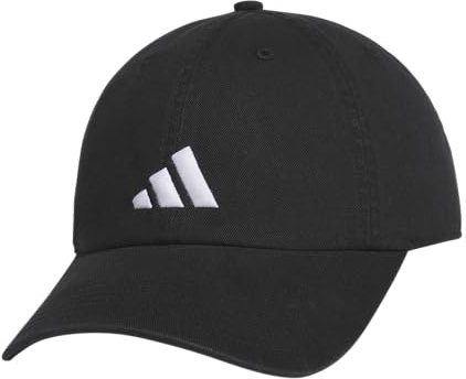 adidas Men's Ultimate Hat Relaxed Crown Adjustable Fit Strapback Cotton Baseball Cap, Black/White