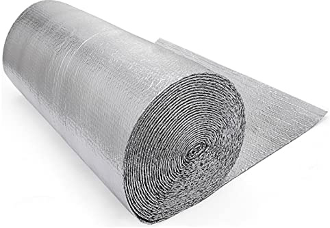 EODLAPEK Insulation Foil,Bubble Insulation Foil, Insulation Save Energy Vapour Barrier and Double Aluminium Layer Radiator Insulation for Use in Walls, Floors and Roofs(1X30M/3.28X98.4FT)