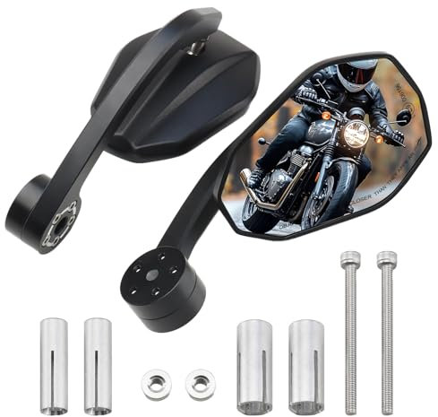 AFNCX Espejos Retrovisores Moto Espejo Manillar Homologados Espejos Laterales Moto para Motocicleta Scooter Universales con Cromados Ajustable 1 Par