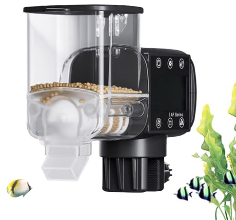 fayarrd Automatischer Fischfutterautomat Aquarium | Batteriebetriebener Futterspender Mit Timerfunktion,Programmierbarer Futterspender Mit Digitalanzeige Für Unterwegs, Reisen, Innen- & Außenbereich