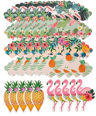ULTECHNOVO 48piezas Papel Envoltorio Pasteles Cupcakes Fiestas Hawaianas Decoración