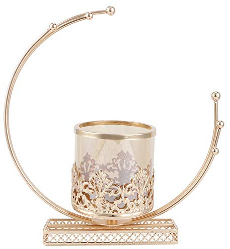 Candelador Decorativo, Soporte de Velas de Hierro Forjado con Cubierta de Vidrio para la Fiesta de Bodas Cumpleaños en casa