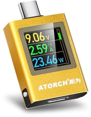 Heemol USB-testare 4,5~50 V 12 A typ C digital multimeter PD QC strömförsörjningstestare voltmeter USB power meter effektkapacitetsdetektor (guld)