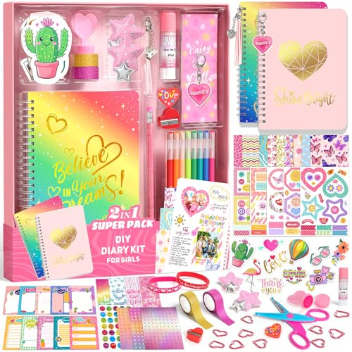 Sunrad 2-Pack Mega DIY Journal Kit for Girls,DIY Journal Set,Stationery Set