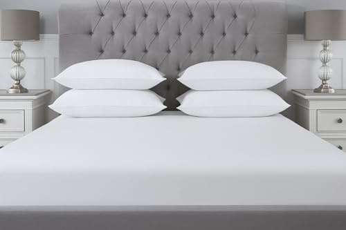 Littens Duck Feather & Down Pillows, 4 Pack, 230TC Cotton, Down Proof, Piped Edge 48cm x 74cm (19 x 29) Essentials