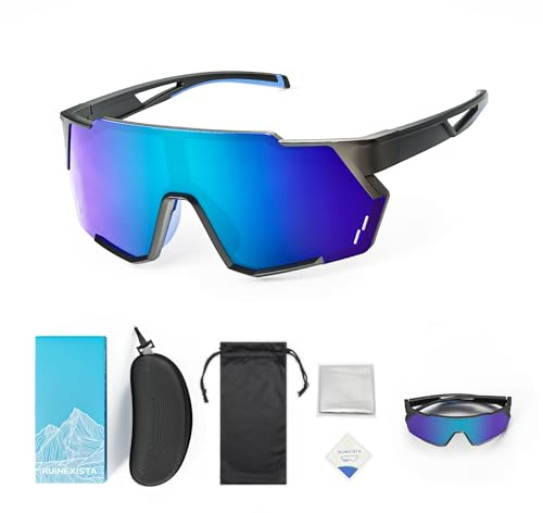 Gafas de Sol Deportivas para Mujere y Hombre, Gafas de Ciclismo, Nasalera Ajustable, Gafas de Sol Polarizadas, Protección UV400, Gafas de sol para Actividades/ Carreras/ Bicicleta / Esquí, Azul