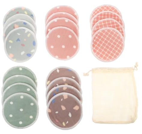 TEHAUX Waschbare Bambus Abschminkpads 8cm mit Aufbewahrungsbeutel Wiederverwendbare Make Up Entferner Pads für Sanfte Gesichtsreinigung
