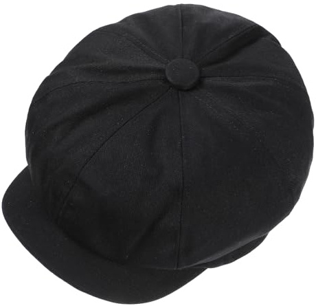 Lusofie Black Flat Cap for Men Women - Newsboy Caps Baker boy Hats for Men Vintage Adjustable
