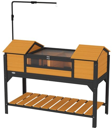 YBCHFGA Tortoise Terrarium with Lamp Holder Integration, Storage Section, Detachable Lid, Bright Yellow Accents, High Strength Material