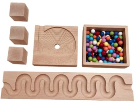 Qectial Jouet Éducatif Enfants Bâtonnets Perles Labyrinthe Perles Piste Longue Serpent Plateau Perles Blocs Tri et Roulement Bois Hêtre Adapté à Maison Préscolaire Centre Éducatif