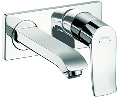 hansgrohe 31251000 Metris Wall-Mounted Basin Tap Low Flow, Chrome, Silver, Spout Length 16.5 cm