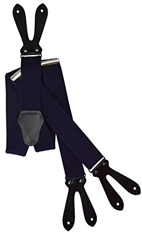 Olata Y Hosenträger zum Knöpfen – extra breite Hosenträger – 4 cm. Marineblau