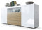 Vladon Sideboard Santiago, Made in Germany, Weiß Hochglanz/Eiche sägerau - Moderne Kommode für Ihr Wohnbereich - (BxHxT) 167 x 72 x 35 cm
