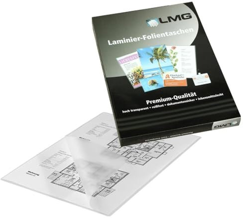LMG LMGA4-250 Laminierfolien A4, 216 x 303 mm, 2 x 250 mic, 100 Stück