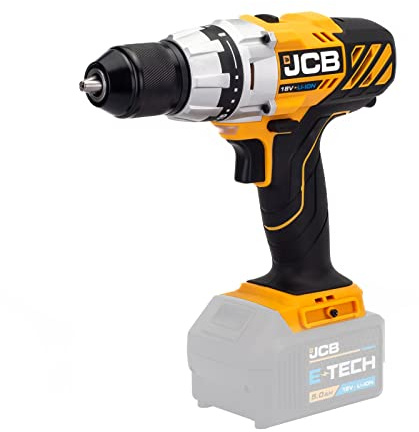 JCB 18V Cordless Drill Driver, Bare Unit, Variable Speed & 16+1 Position Torque, LED Light, 13mm Keyless Chuck, Belt Clip & Rubber Grip - 3 Year Warranty
