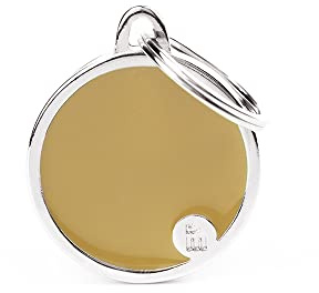 My Family Placa de Identificación personalizado para perro Made in Italy, Círculo marrón, Placa de identificación de Perro Grabada Gratis, Esmaltada a mano en metal, Colección Basic Handmade