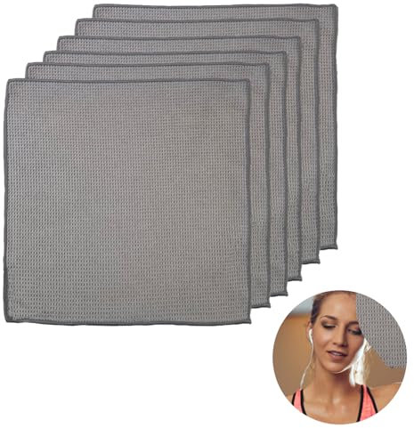 6 Pcs Torchons de Cuisine en Microfibre Ultra Doux - Serviettes de Cuisine Lavables, Absorbants et Non Pelucheux, 20x20 cm Tissu alvéolé, Idéaux pour la Vaisselle et le Nettoyage Quotidien -Gris