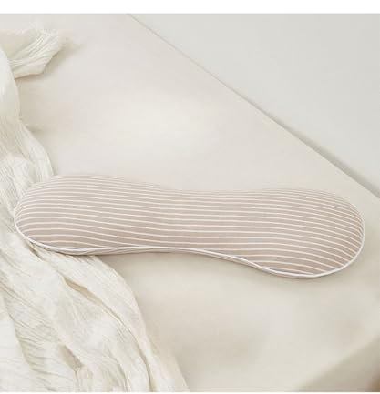 EDMILE Cuscino cervicale rigido in grano saraceno, regolabile in altezza, supporto cervicale per alleviare il dolore al collo, cuscino a forma di osso a righe per dormire reclinabile, color cachi