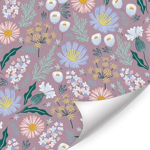 ANHUIB Bunte Blumen Tapete Selbstklebende Fototapete Wandpapier Blume Dekorfolie Klebefolie Möbel Wasserdicht Vinyl Schränke Möbelfolie(44x300cm) Vintage Wandtapete Schlafzimmer Wohnzimmer Küche Deko