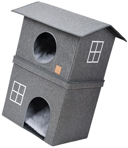 Cat Lounger 2 Story Kitten House Nesting Bed Folding Folding Folding Town Home 2 Level Height Bed Rest