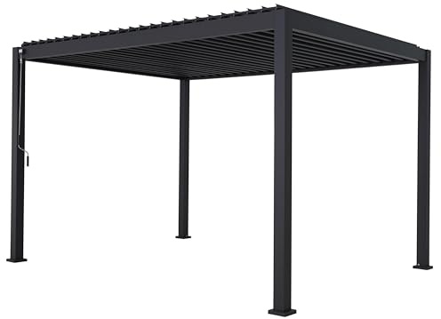 Green Spirit Lamellendach Pergola Mirador Basic 3x3,6 - Anthrazit, Aluminium, 300x360x240 cm - Lamellen Pavillon, Garten Terrassen Überdachung